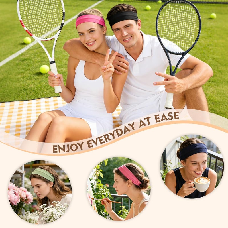 ZeroDotZero 8PCS Soft Elastic Stretch Workout Sports Headbands for Women - Soft Cloth, Sweat-Absorbing, Colourful Athletic Headbands for Girl's Hair, Ideal for Yoga,Running and Gym - Image 5
